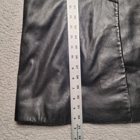 Vintage Wilsons Leather Jacket Medium Black 90s Y2K Collared Mid Length Minimal - Picture 10 of 14